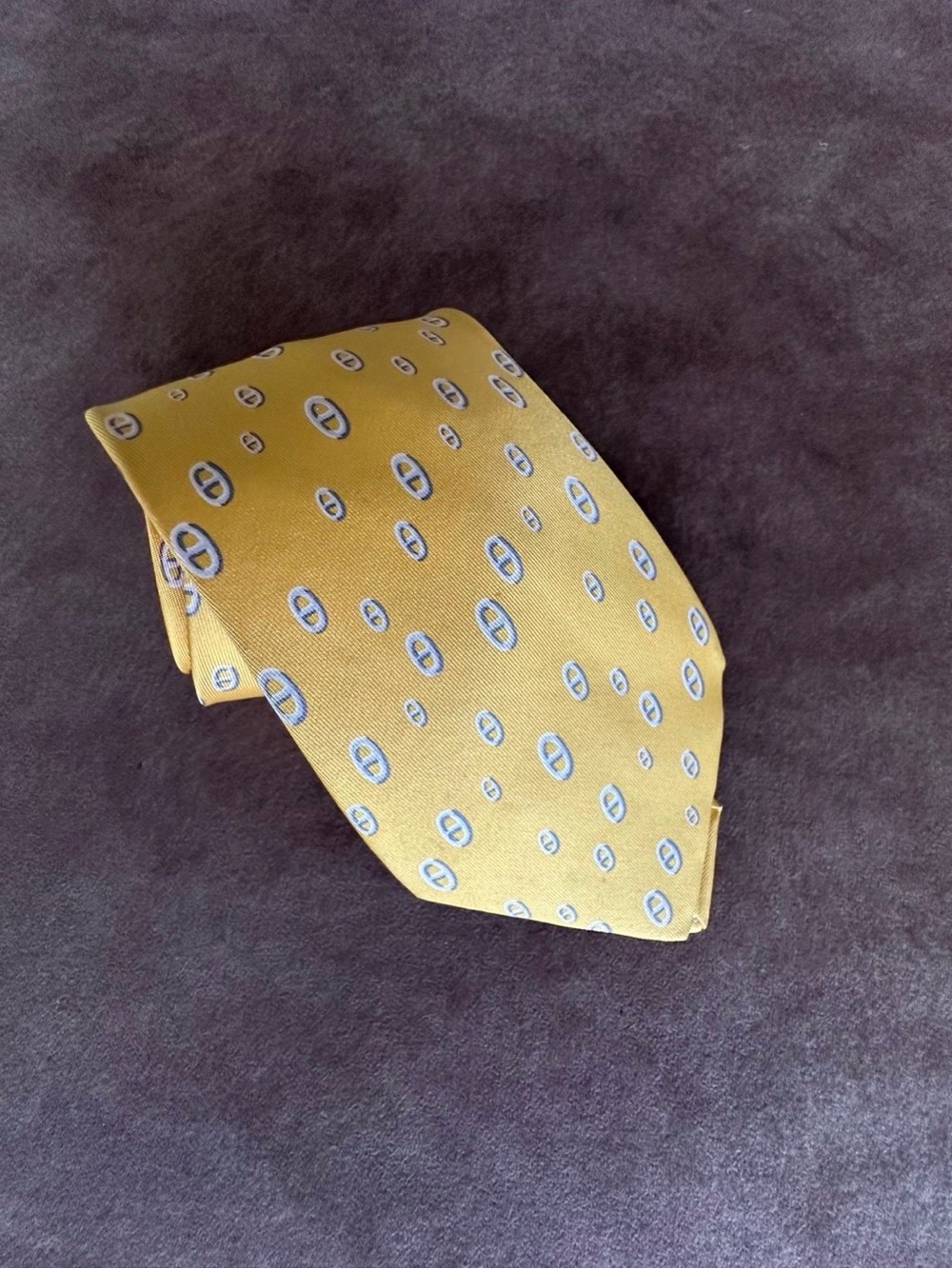 Hermes Tie HERMES Silk Yellow Tie
